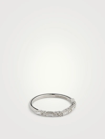 18K Gold Thin Mix Diamonds Half Band Ring