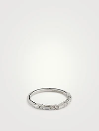18K Gold Thin Mix Diamonds Half Band Ring