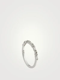 18K Gold Thin Mix Diamonds Half Band Ring