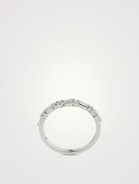 18K Gold Thin Mix Diamonds Half Band Ring