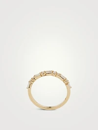 18K Gold Thin Mix Diamonds Half Band Ring