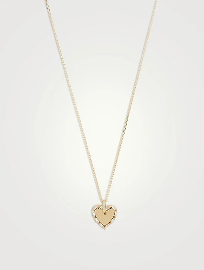 18K Gold Golden Mini Heart Diamond Pendant Necklace