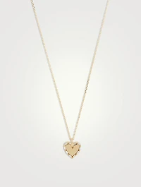 18K Gold Golden Mini Heart Diamond Pendant Necklace