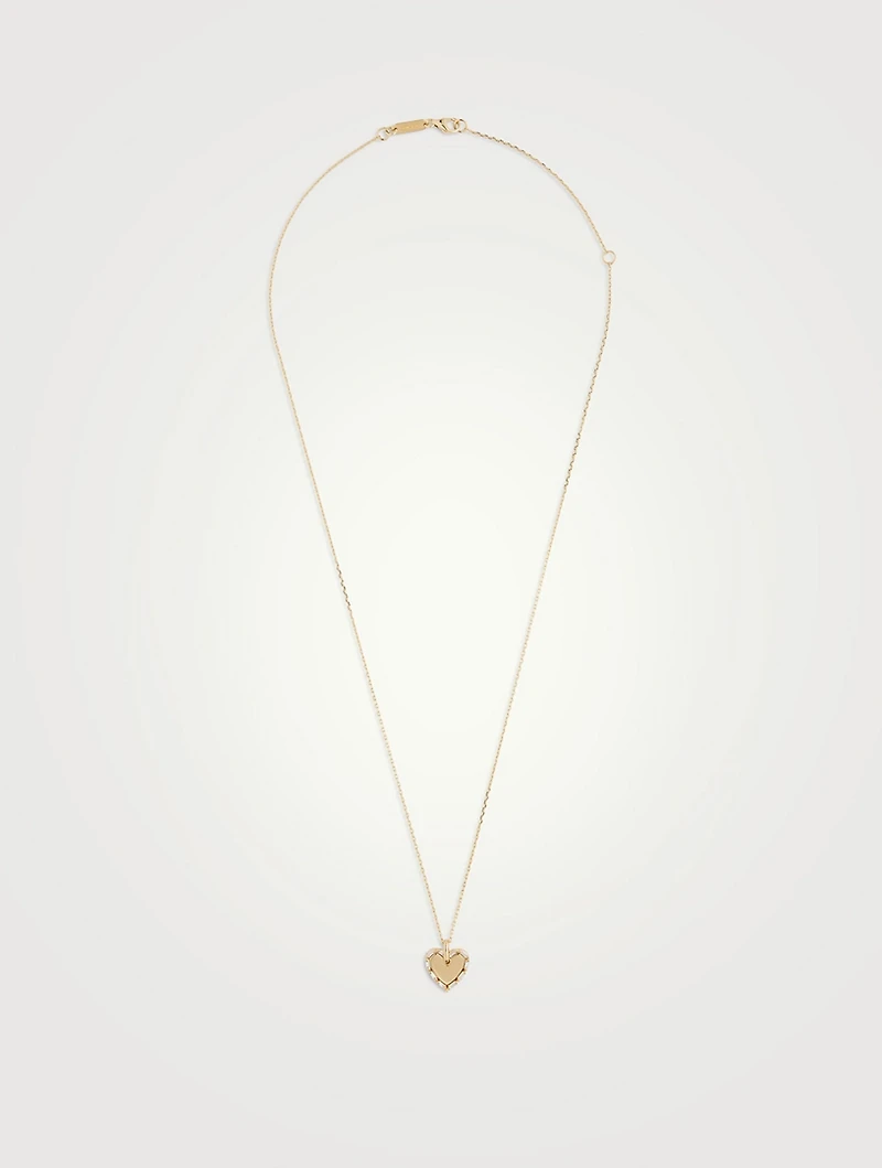 18K Gold Golden Mini Heart Diamond Pendant Necklace