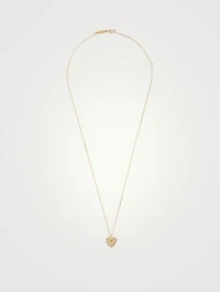 18K Gold Golden Mini Heart Diamond Pendant Necklace