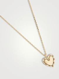 18K Gold Golden Mini Heart Diamond Pendant Necklace