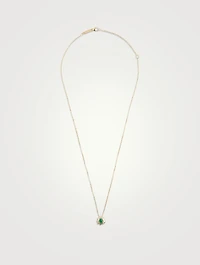 18K Gold Bold One-Of-A-Kind Emerald Diamond Spark Pendant Necklace