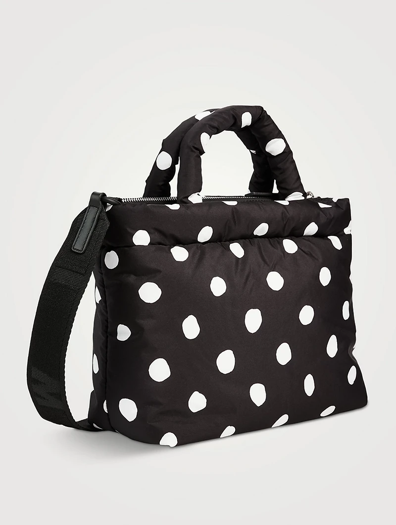 Mini Puff Nylon Tote Bag In Polka Dot Print
