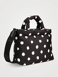Mini Puff Nylon Tote Bag In Polka Dot Print
