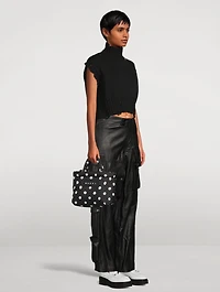 Mini Puff Nylon Tote Bag In Polka Dot Print