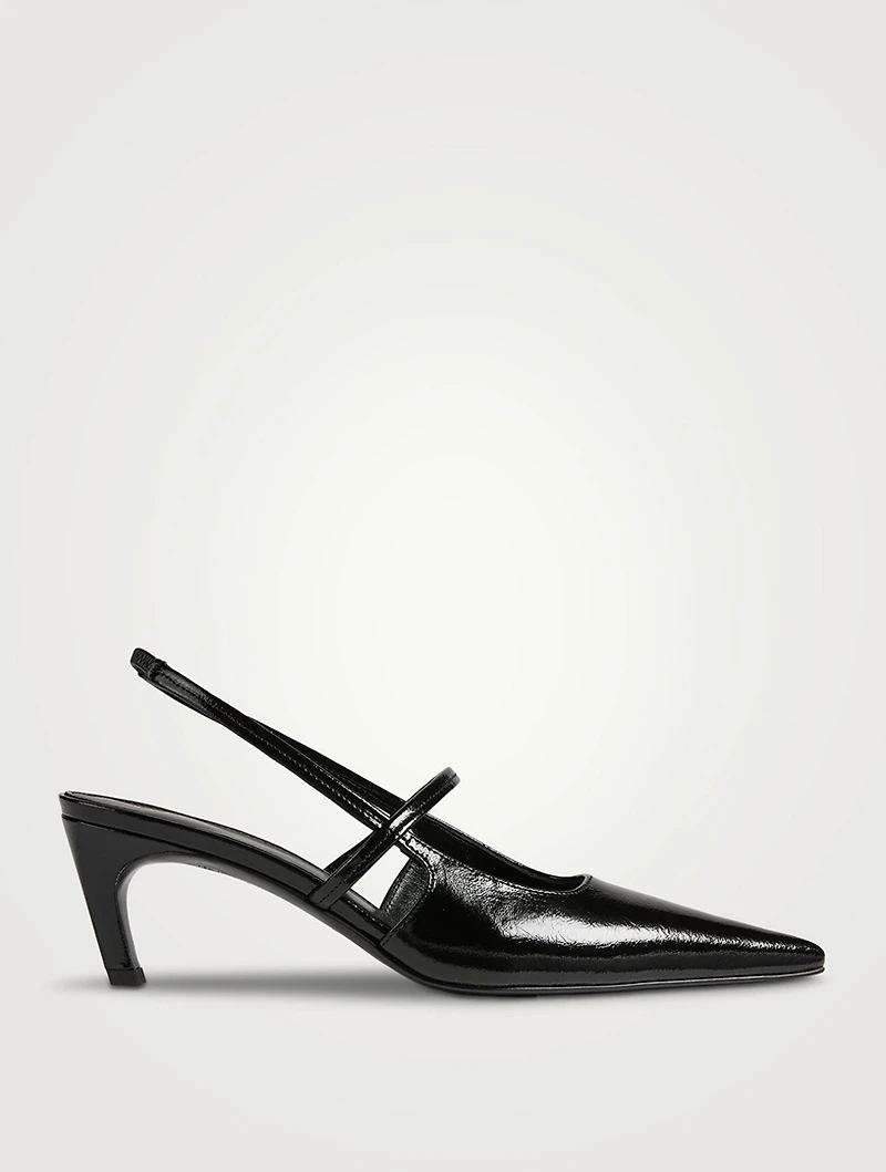 The Sharp Patent Leather Slingback Pumps