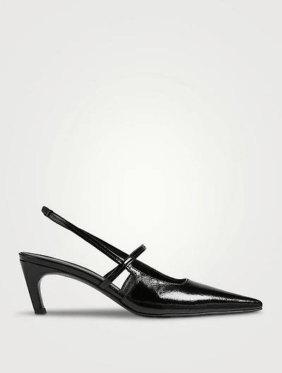 The Sharp Patent Leather Slingback Pumps