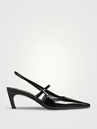 The Sharp Patent Leather Slingback Pumps