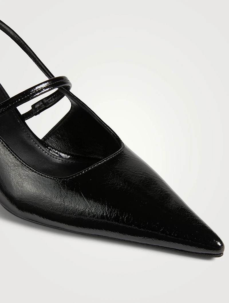 The Sharp Patent Leather Slingback Pumps