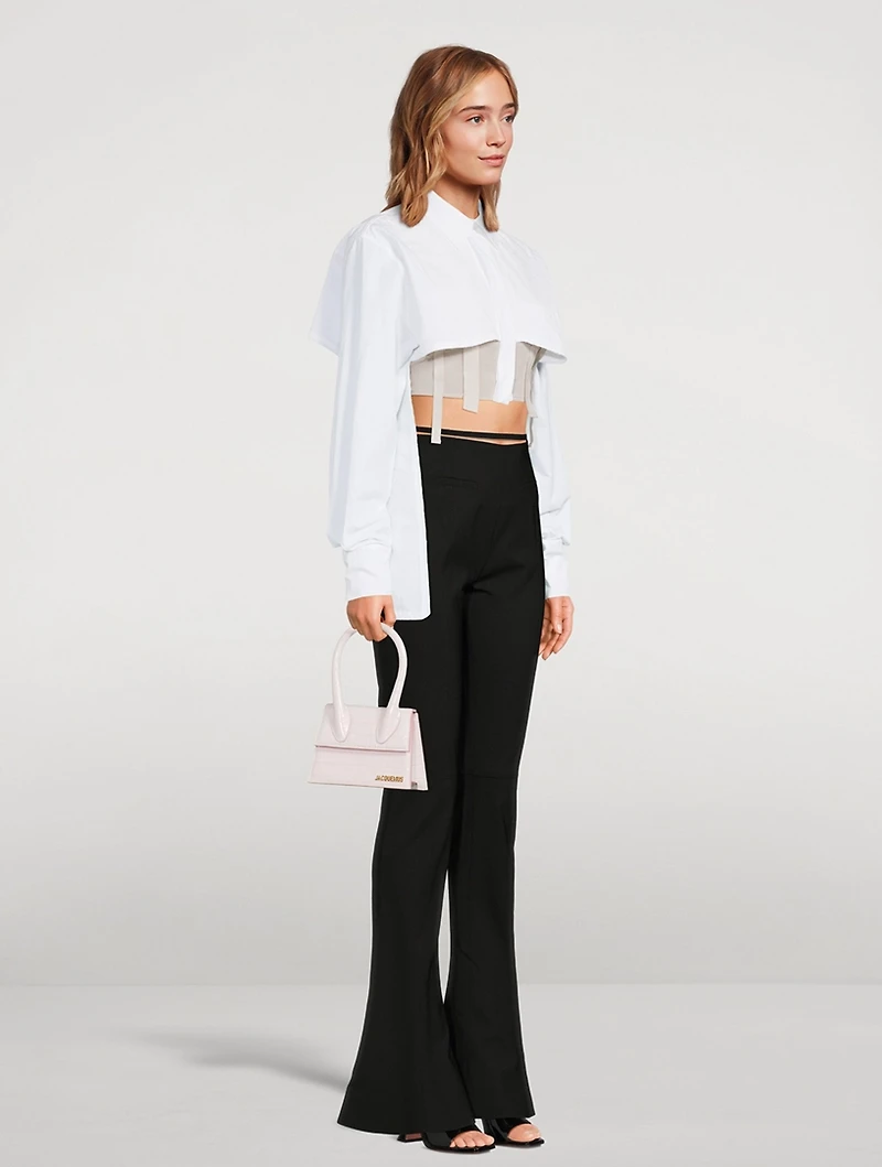 Le Chiquito Moyen Croc-Embossed Leather Bag
