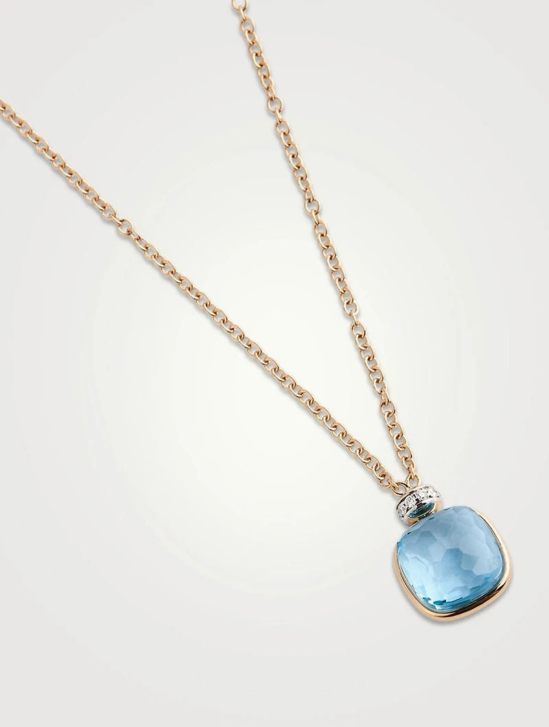 Nudo 18K Rose Gold Classic Pendant Necklace With Sky Blue Topaz And Diamonds