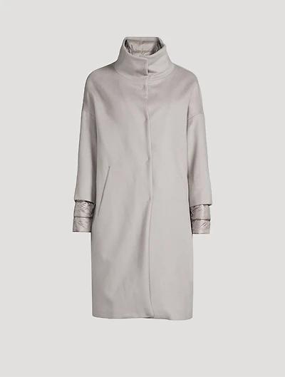 Nylon-Trimmed Virgin Wool Coat