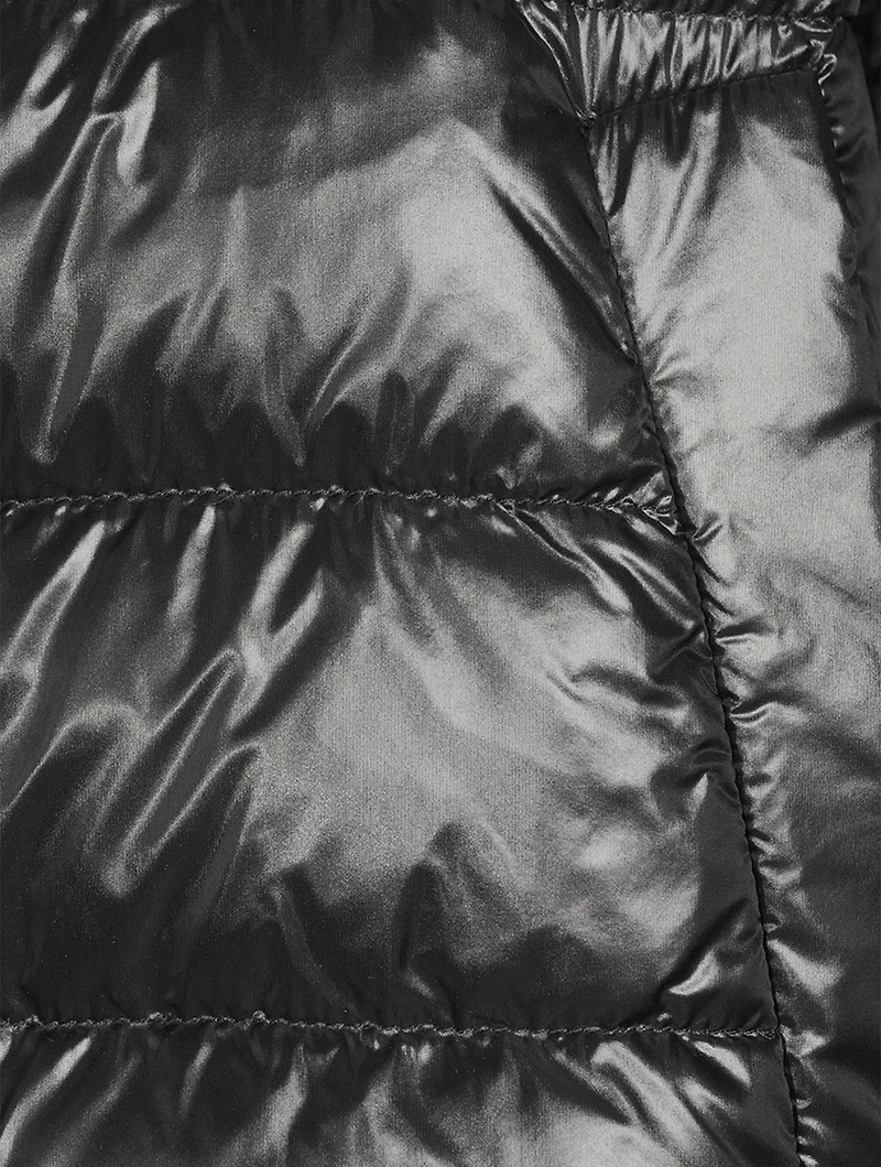 Nylon Down Bomber Jacket With Chenille Sleeves