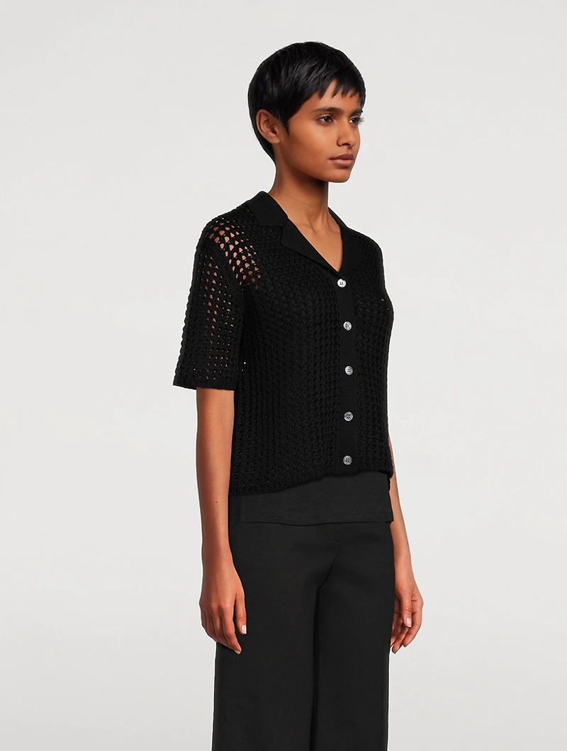 Crochet Cotton Camp Shirt