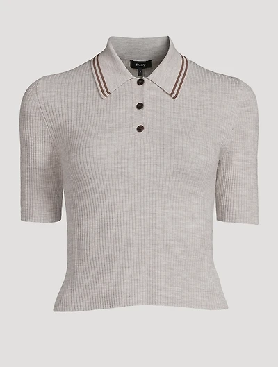 Rib-Knit Polo Shirt