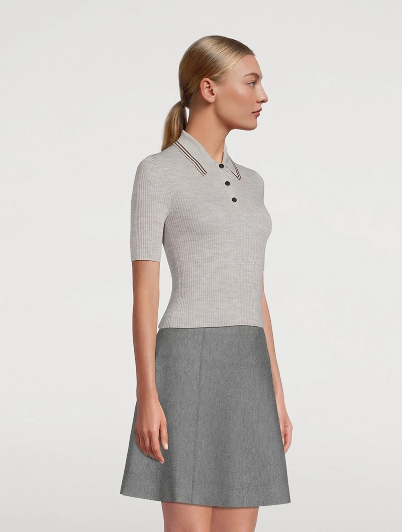 Rib-Knit Polo Shirt