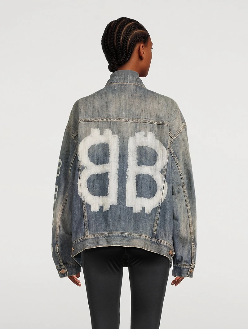 Oversized Denim Jacket In Crypto Print