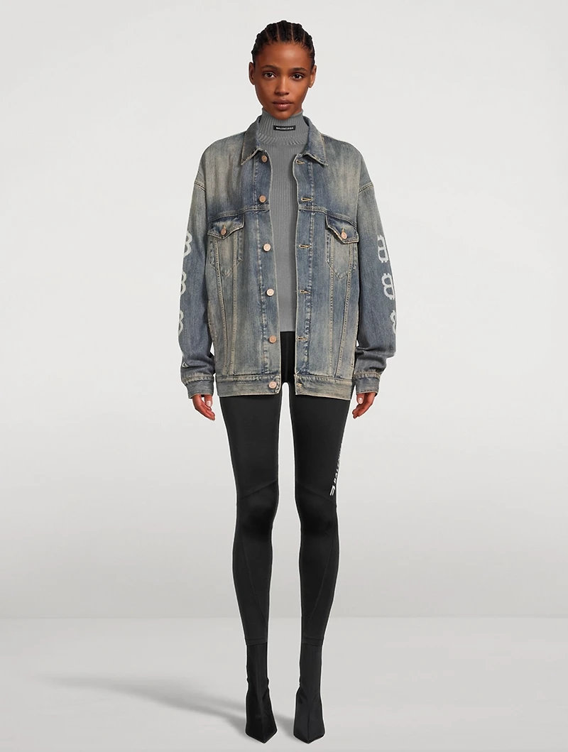 Oversized Denim Jacket In Crypto Print