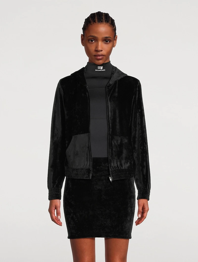 Crystal BB Paris Velvet Zip-Front Hoodie