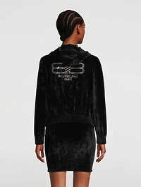 Crystal BB Paris Velvet Zip-Front Hoodie