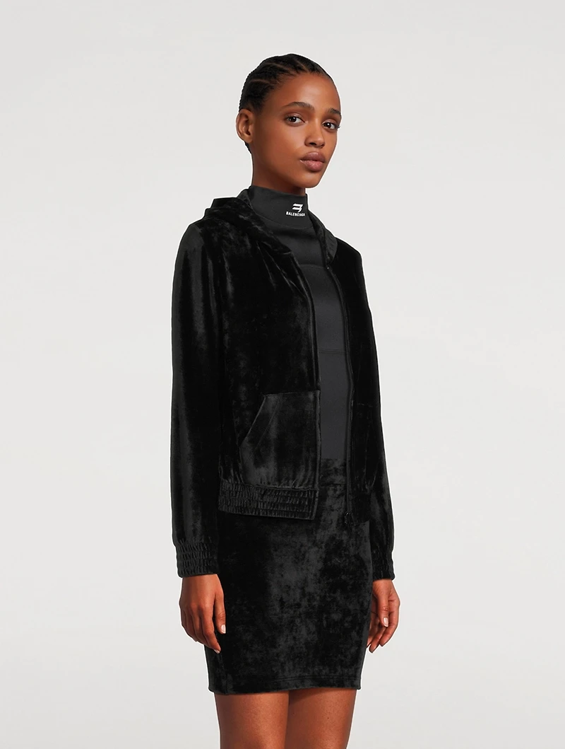 Crystal BB Paris Velvet Zip-Front Hoodie