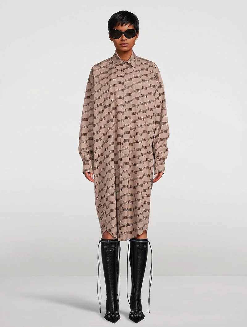 Poplin Shirt Dress BB Monogram Print