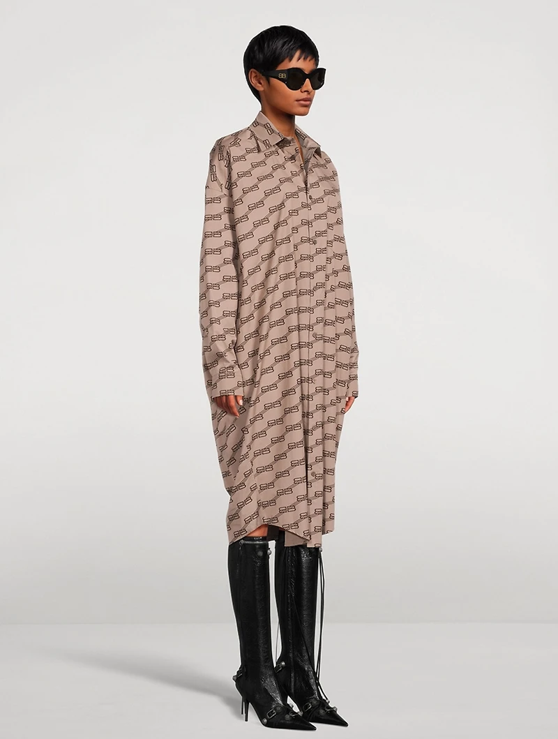 Poplin Shirt Dress BB Monogram Print