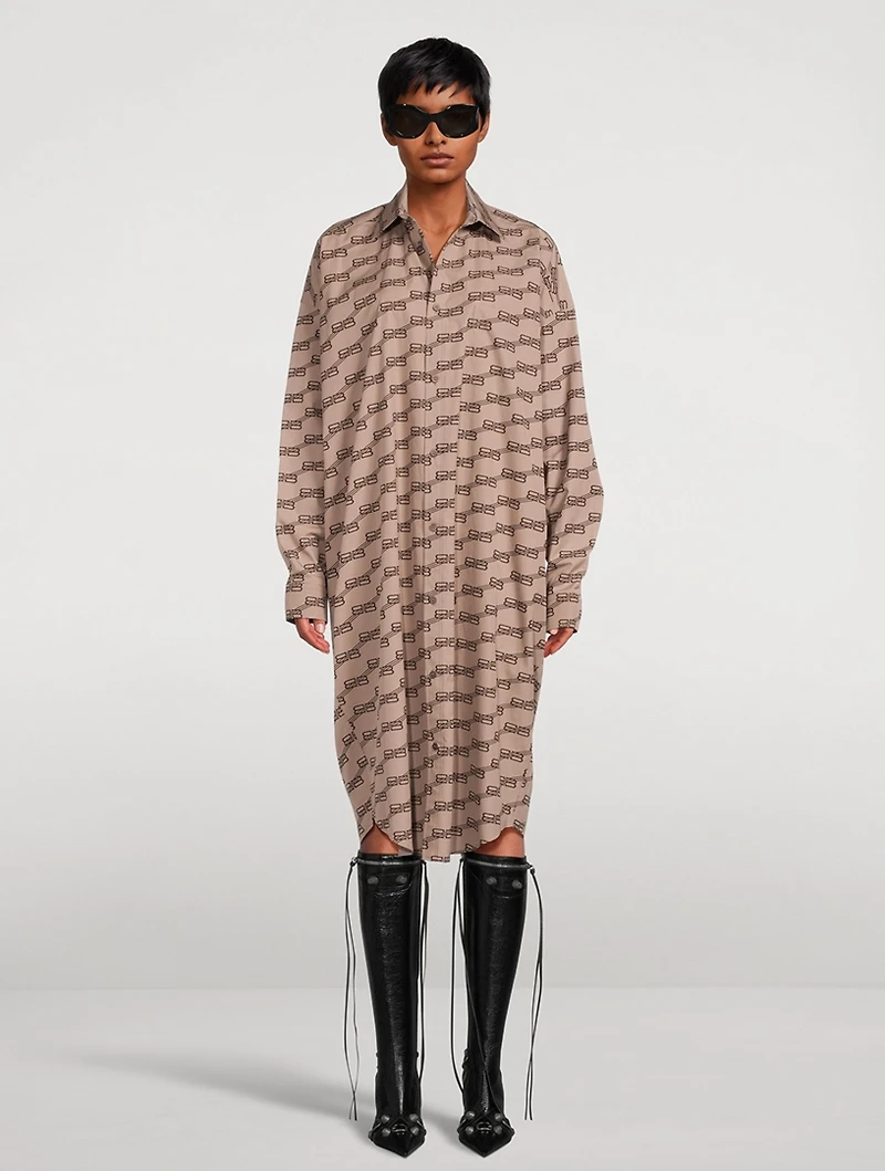 Poplin Shirt Dress BB Monogram Print