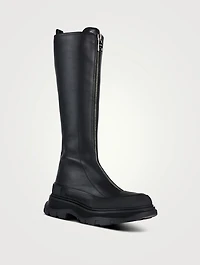 Tread Slick Zip Leather Knee-High Boots