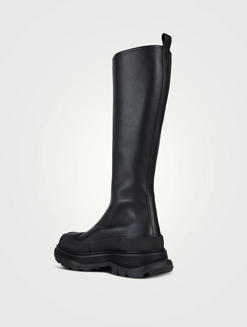 Tread Slick Zip Leather Knee-High Boots
