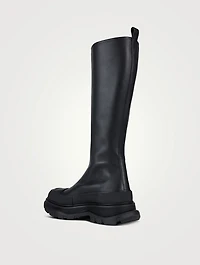 Tread Slick Zip Leather Knee-High Boots