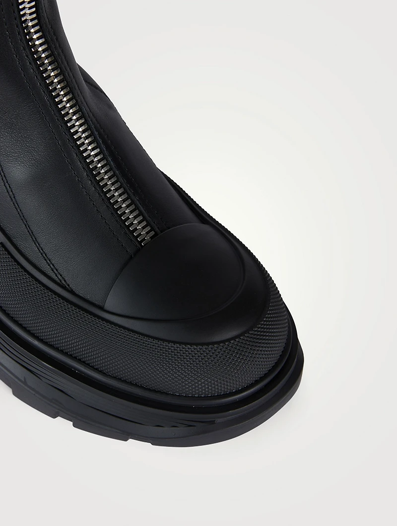 Tread Slick Zip Leather Knee-High Boots