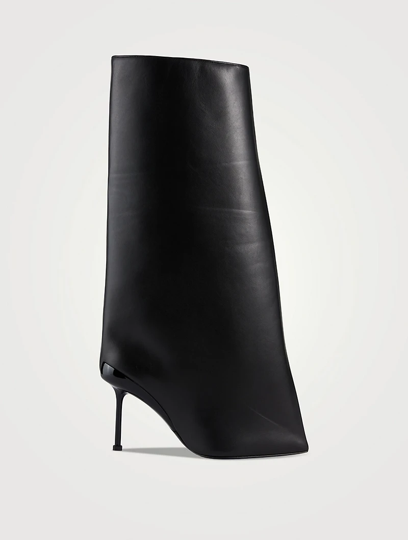 Slash Flare Leather Knee-High Boots