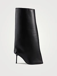 Slash Flare Leather Knee-High Boots
