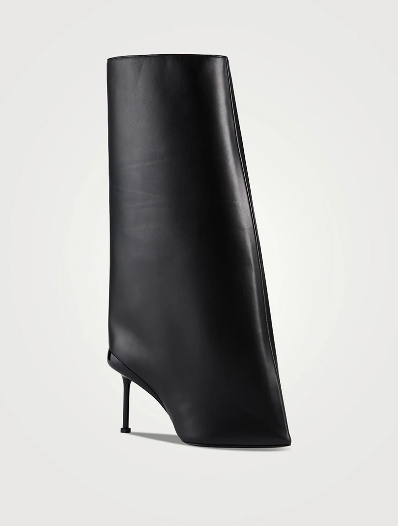 Slash Flare Leather Knee-High Boots