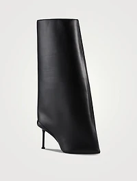 Slash Flare Leather Knee-High Boots
