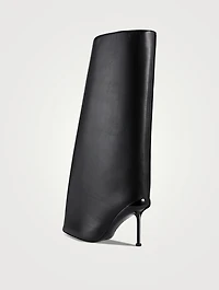 Slash Flare Leather Knee-High Boots