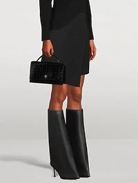 Slash Flare Leather Knee-High Boots