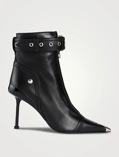 Slash Biker Leather Ankle Boots