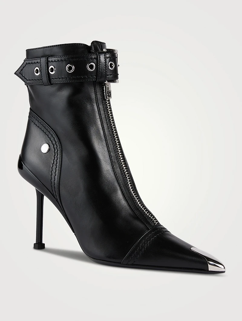 Slash Biker Leather Ankle Boots