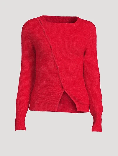 Pau Asymmetrical Rib-Knit Cardigan