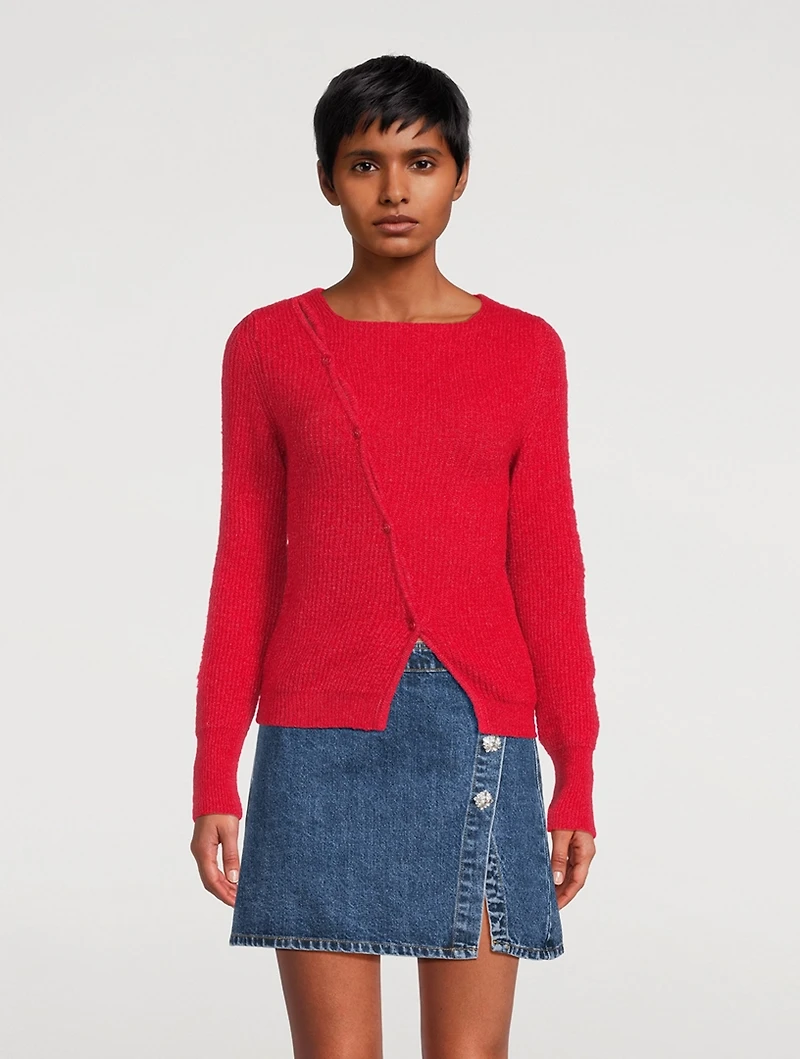 Pau Asymmetrical Rib-Knit Cardigan