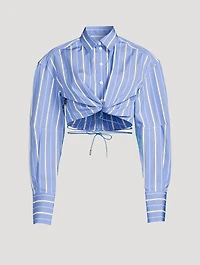 Plidao Cropped Shirt Stripe Print