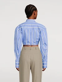 Plidao Cropped Shirt Stripe Print