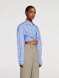 Plidao Cropped Shirt Stripe Print
